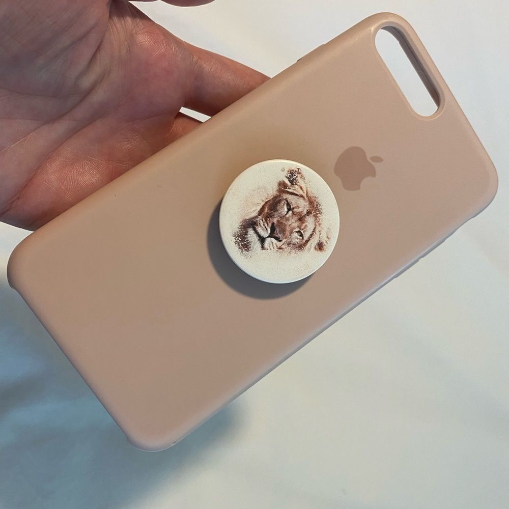 Apple IPhone 7 Plus Pink Sand Silicone Phone Case with Matching Pop Socket